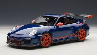 Porsche 911 (997) Gt3 3.8 2011 Blu C/strisce Rosse 1:18 by auto-art