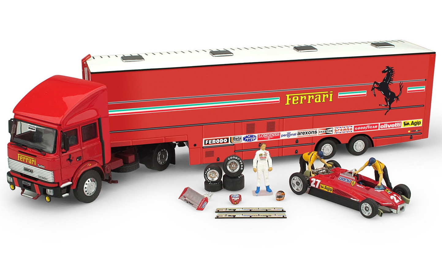 Ferrari Race Transporter set 1982 Fiat Iveco Truck+ 1xFerrari 126C2 +accessories by brumm