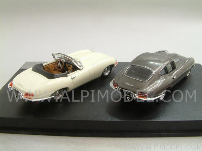 Jaguar E Type 50th Anniversary Set(Coupe Gunmetal +  Spider White) Salon de Paris 1961 - best-model
