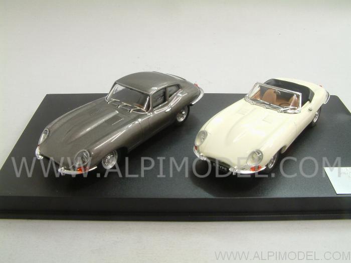 Jaguar E Type 50th Anniversary Set(Coupe Gunmetal +  Spider White) Salon de Paris 1961 by best-model