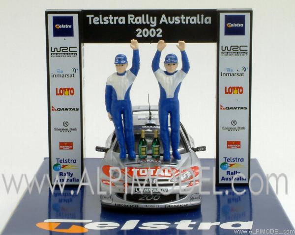 Peugeot 206 WRC Telstra Rally Australia World Champion 2002 Gronholm - Rautiainen (with 2 figures) - ixo-models