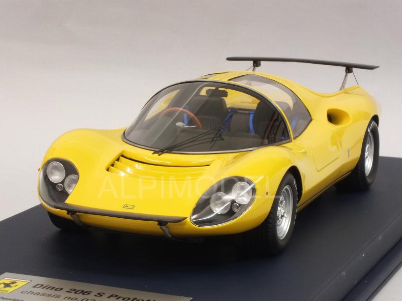 Ferrari Dino 206 Competizione Prototipo (Yellow) with display case by looksmart
