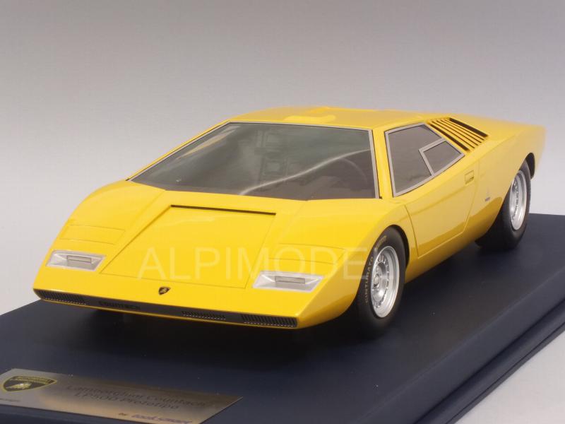 Lamborghini Countach LP500 Prototype (Yellow) with display case by looksmart