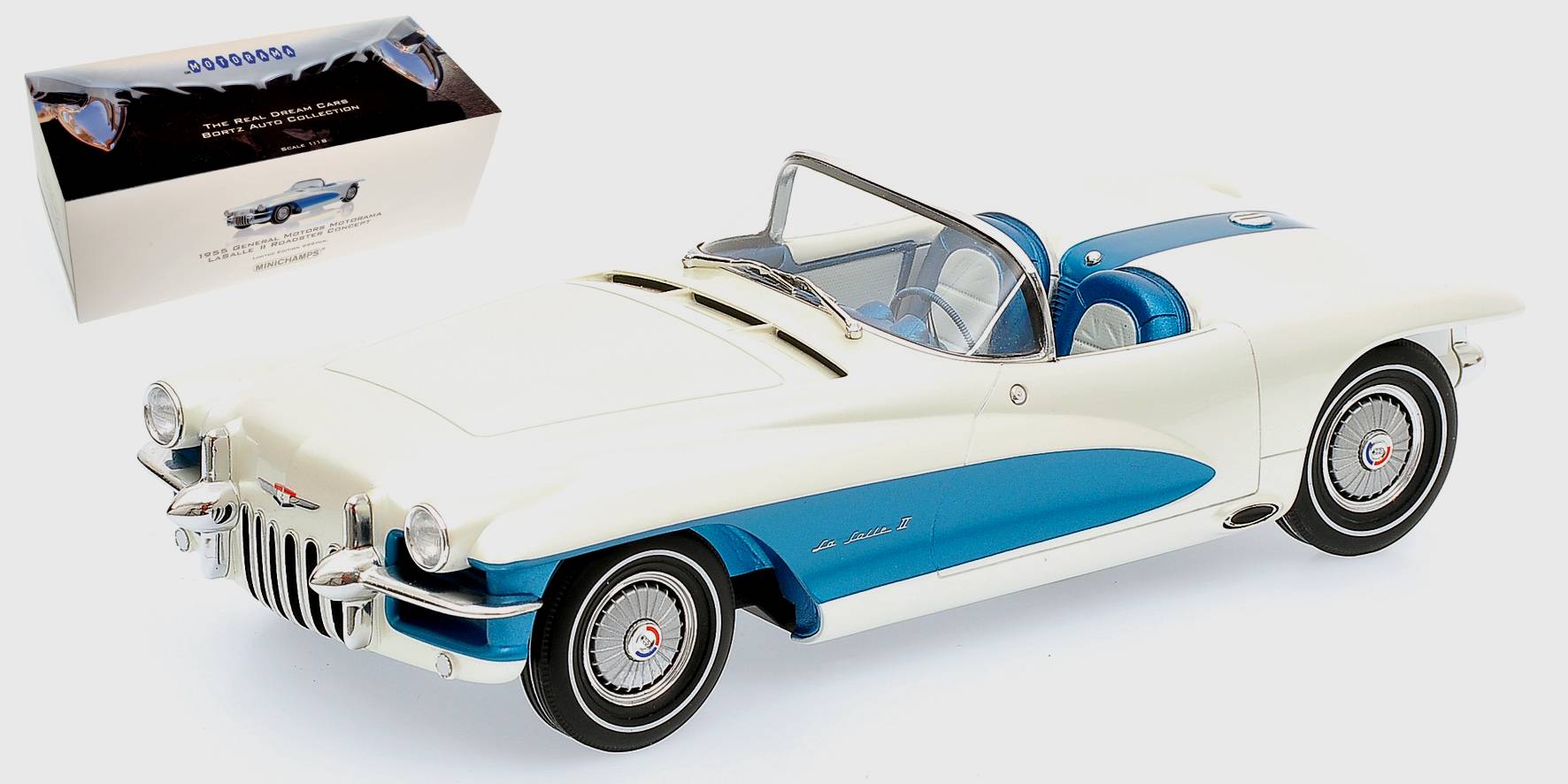 La Salle Roadster 1955 White & Blue by minichamps