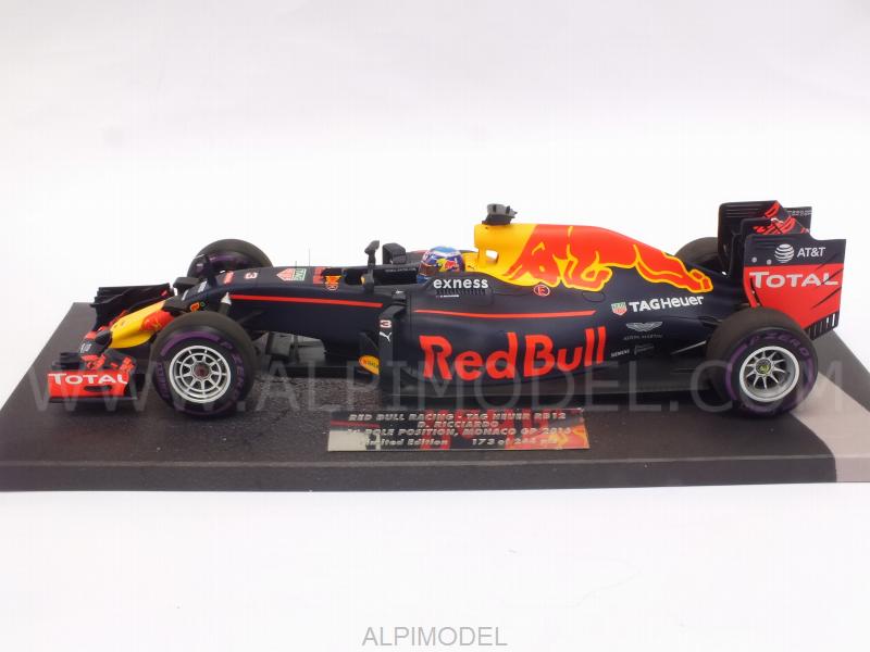 Red Bull RB12 GP Monaco 2016 Daniel Ricciardo 1st Pole Position (HQ resin) - minichamps