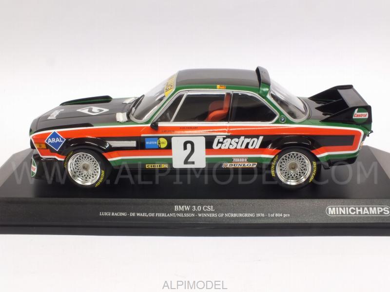 BMW 3.0 CSL Luigi Racing #2 Winner GP Nurburgring 1976 De Wael - De Fierlant - Nilsson - minichamps
