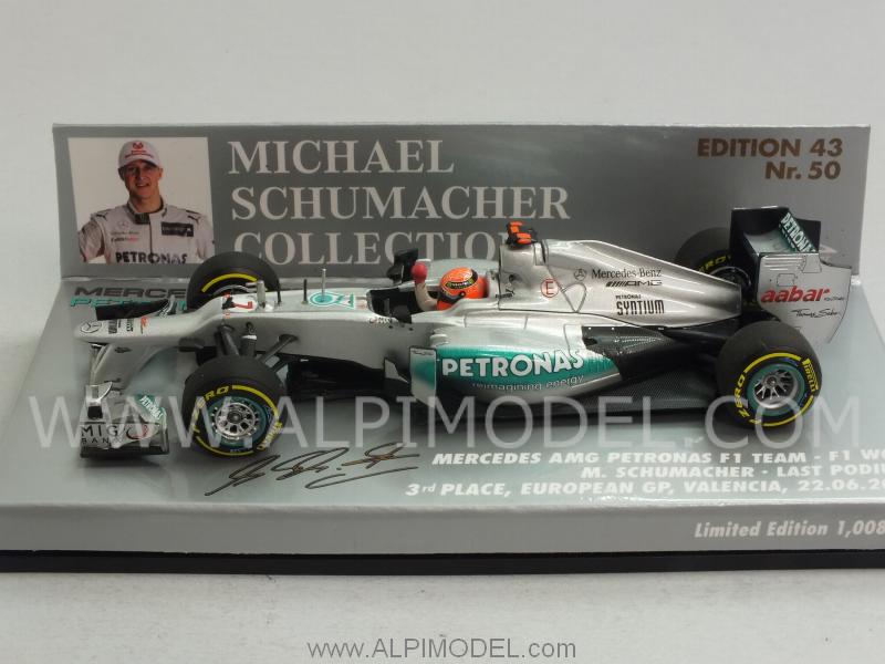 Mercedes F1 W03 3rd Place European GP Valencia 2012 Michael Schumacher last podium - minichamps