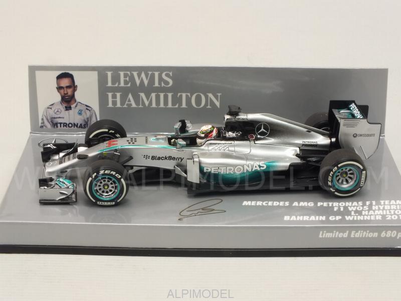 Mercedes W05 AMG Hybrid Winner GP Bahrain 2014 World Champion Lewsi Hamilton - minichamps