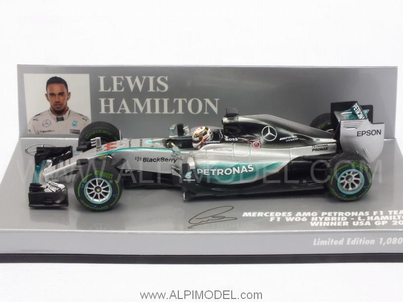 Mercedes W06 AMG Hybrid Winner GP USA 2015  World Champion Lewis Hamilton - minichamps