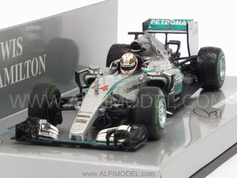 Mercedes W06 AMG Hybrid Winner GP USA 2015  World Champion Lewis Hamilton by minichamps