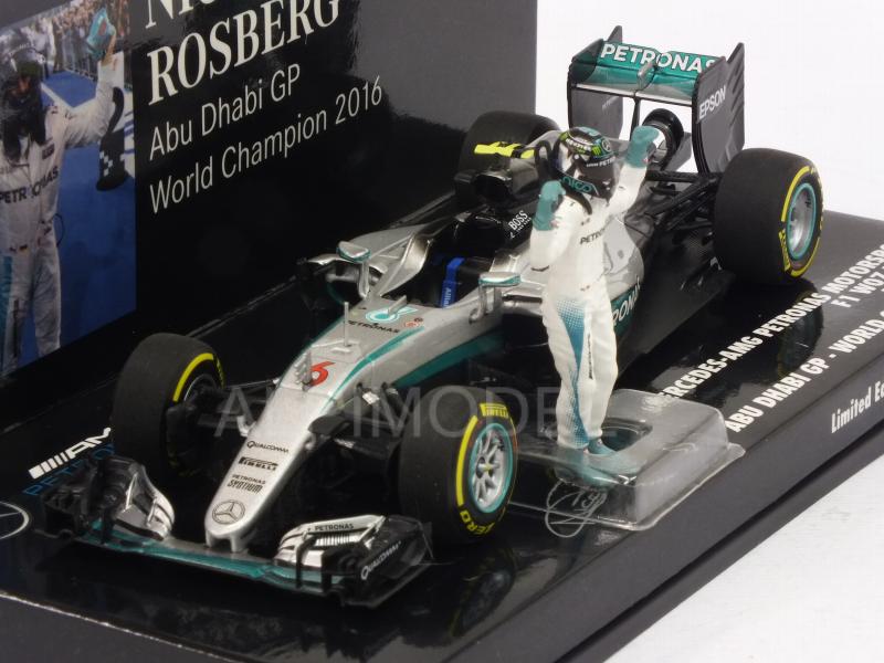 Mercedes W07 AMG Hybrid #6 GP Abu Dhabi 2016 World Champion 2016 Nico Rosberg (with figurine) - minichamps