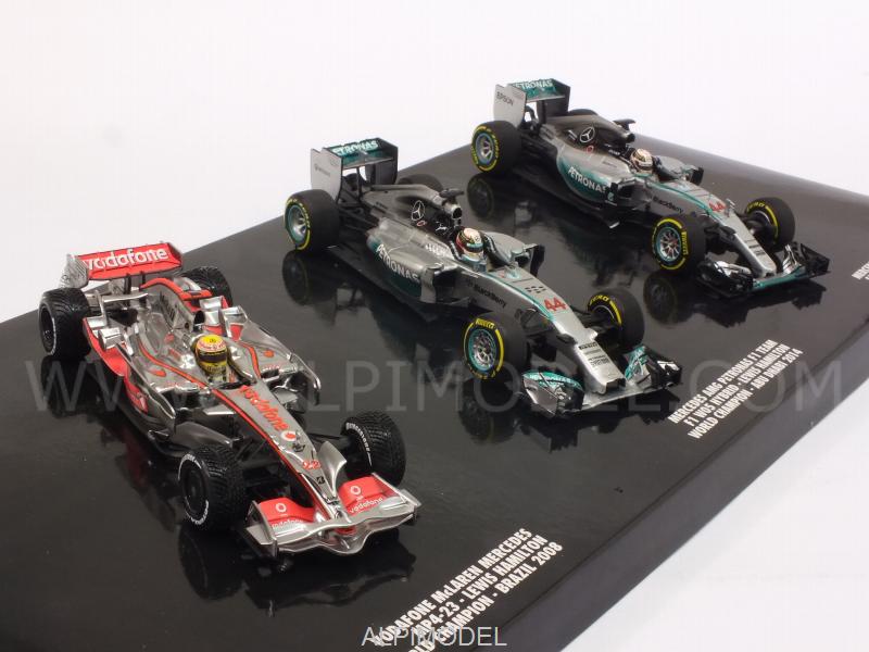 McLaren - Mercedes Lewis Hamilton World Champion Formula 1 Triple Set 2008- 2014- 2015 by minichamps