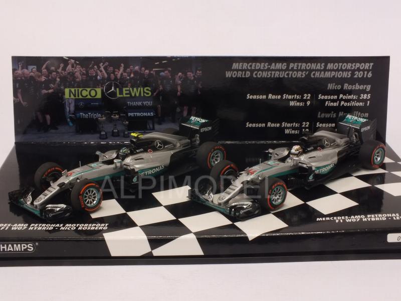 Mercedes W07 Costructor World Champion Set 2016 Nico Rosberg - Lewis Hamilton by minichamps