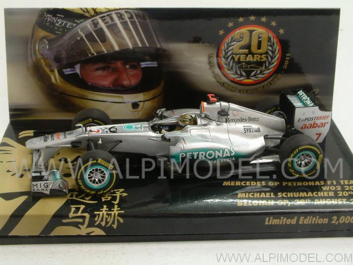 Mercedes GP W02 GP Belgium 2011 Michael Schumacher Special Edition 20th Anniversary by minichamps