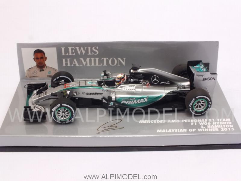 Mercedes W06 Hybrid GP Malaysia 2015 World Champion Lewis Hamilton - minichamps