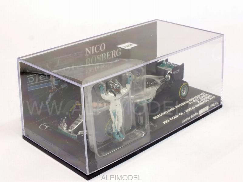 Mercedes W07 AMG Hybrid #6 GP Abu Dhabi 2016 World Champion Nico Rosberg (with figurine) (HQ resin) - minichamps