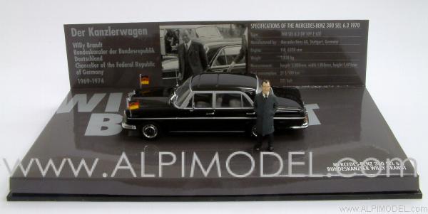 Mercedes 300 SEL 6.3 Bundeskanzler Willy Brandt 1970 (with figurine) by minichamps