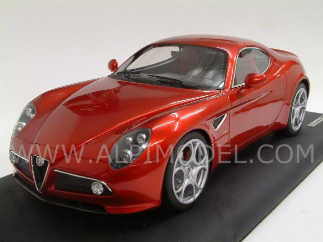 Alfa Romeo 8C Competizione with red interiors  (no opening features) in Gift Box with leather base by mr-collection