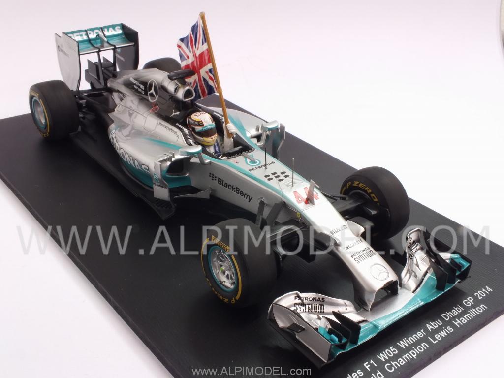 Mercedes F1 W05 #44 Winner GP Abu Dhabi 2014  World Champion 2014 Lewsi Hamilton (with flag) - spark-model