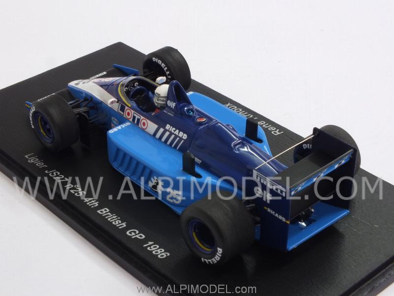 Ligier JS27 #25 British GP 1986 Rene' Arnoux - spark-model