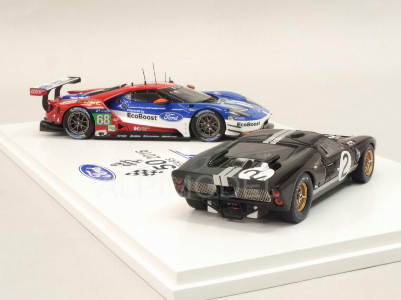 Ford GT Le Mans 50th Anniversary Set Ford GT40 #2 1966 - Ford GT #68 2016 Special Edition - true-scale-miniatures