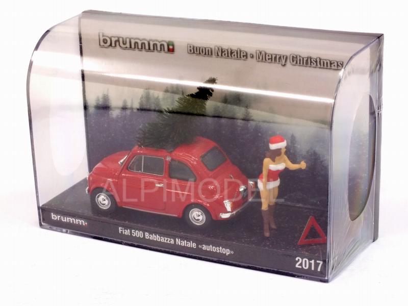 Fiat 500F 1965 Babbazza Natale AUTOSTOP (brown hair/castana)  Christmas Special Edition by brumm