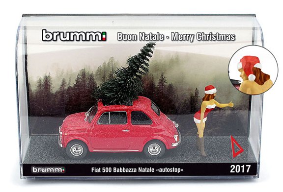 Fiat 500F 1965 Babbazza Natale AUTOSTOP (brown hair/castana)  Christmas Special Edition by brumm