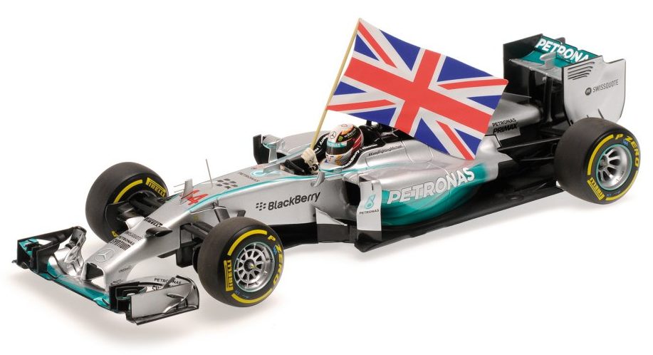 Mercedes W05 AMG Winner GP Abu Dhabi 2014  World Champion Lewis Hamilton (with flag) by minichamps