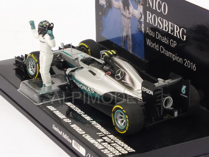 Mercedes W07 AMG Hybrid #6 GP Abu Dhabi 2016 World Champion 2016 Nico Rosberg (with figurine) by minichamps