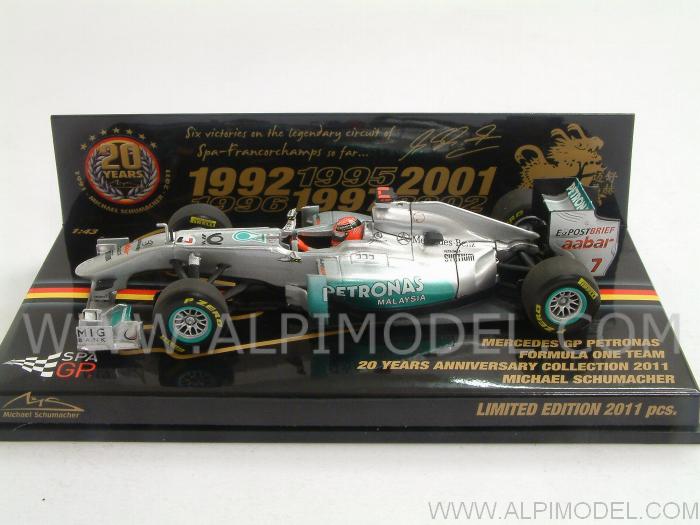 Mercedes GP F1 Michael Schumacher Spa 1991/2011 20th Anniversary Collection by minichamps