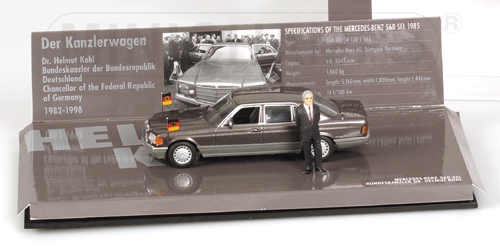 Mercedes 500 SEL Bundeskanzler Helmut Kohl 1985 by minichamps