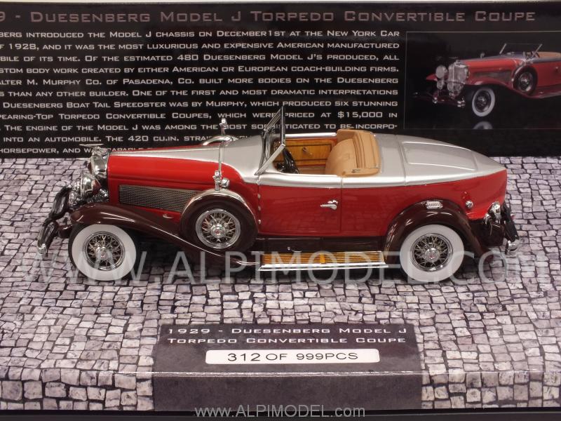 Duesenberg Model J Torpedo Convertible Coupe 1929 (Red) Blackhawk Museum Collection by minichamps