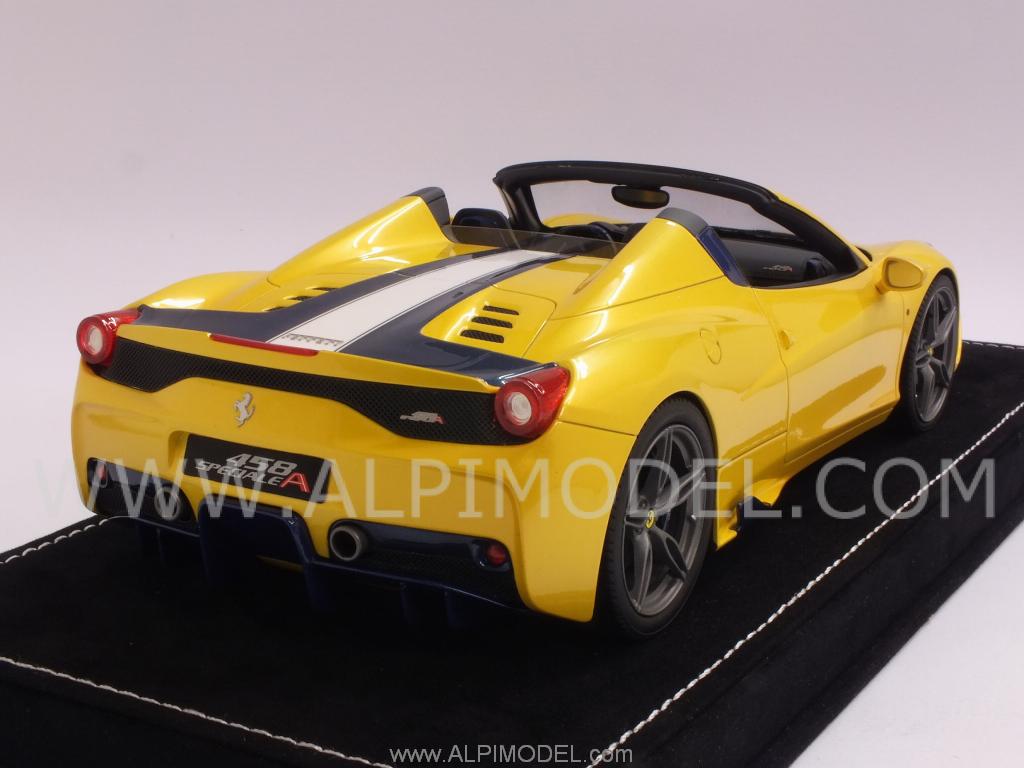 Ferrari 458 Speciale A 2014 (Giallo Tristrato)   with display case and Alcantara base by mr-collection