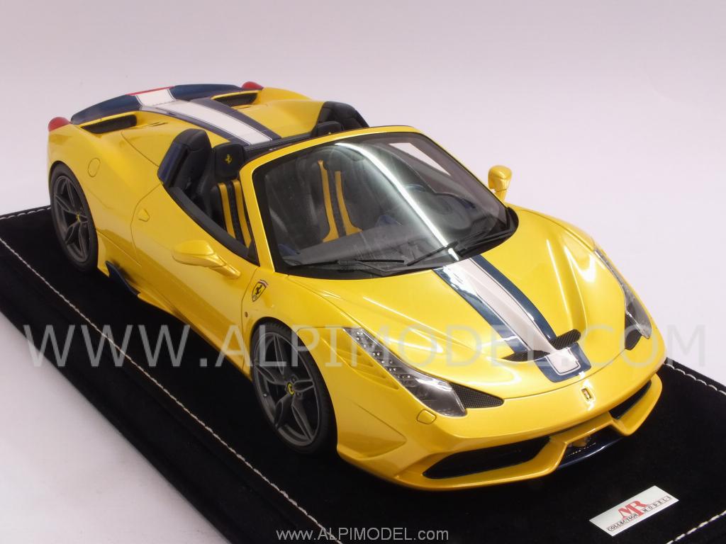 Ferrari 458 Speciale A 2014 (Giallo Tristrato)   with display case and Alcantara base by mr-collection