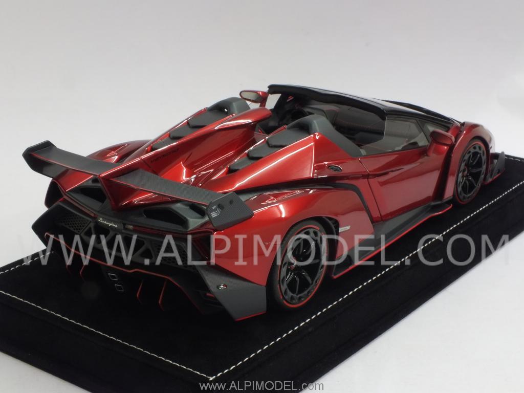 Lamborghini VENENO ROADSTER 2014 (Veneno Red) with display case and Alcantara base by mr-collection
