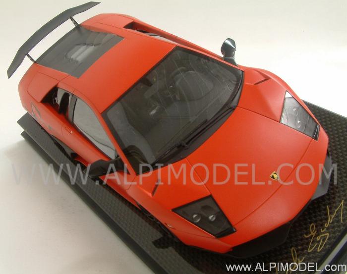 Lamborghini Murcielago LP670-4 SV 1/18 (Matt Red) with display case - carbon fiber base (n.1 of 5) by mr-collection