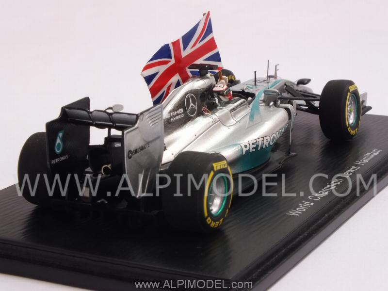 Mercedes F1 W05  #44 Winner GP Abu Dhabi 2014   World Champion 2014 Lewis Hamilton with flag by spark-model