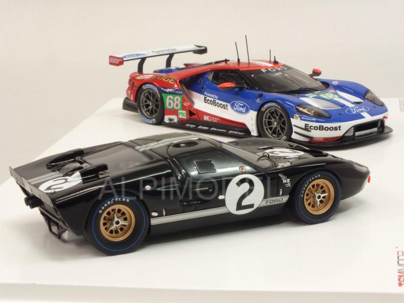 Ford GT Le Mans 50th Anniversary Set Ford GT40 #2 1966 - Ford GT #68 2016 Special Edition by true-scale-miniatures