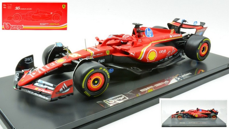 Ferrari SF-24 #16 2024 Charles Leclerc (with display case) by burago