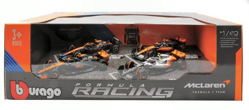 McLaren F1 Lando Norris Set - Abu Dhabi 2022 / Britain-Singapore-Monaco 2023 (4 models) by burago