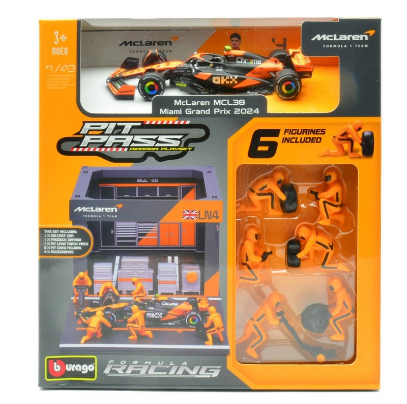 McLaren MCL38 #4 Lando Norris 2024 Pit Stop Set by burago