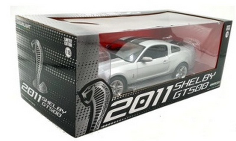 Shelby GT500 2011 Ingot Silver with Black Stripes - greenlight