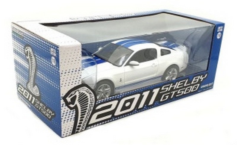 Shelby GT500 2011 Performance White with Blue Stripes - greenlight