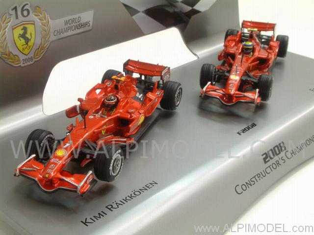 Ferrari F2008 Set F1  Winner Constructor Championship 2008 Raikkonen - Massa - hot-wheels