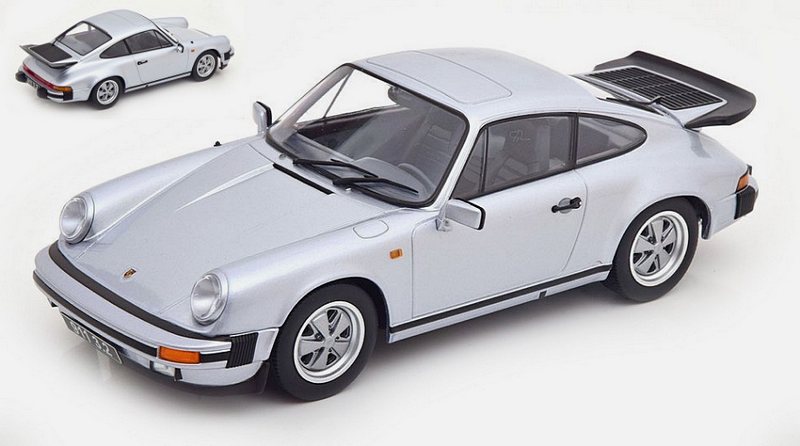 Porsche 911 Carrera 3.2 Coupe with rear wing 1988 (Silver) by kk-scale-models