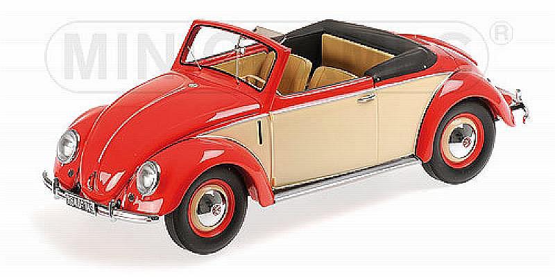Volkswagen 1200 Cabriolet Hebmueller 1949 (Red/Cream) by minichamps