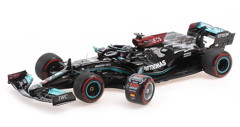 Mercedes W12 AMG #44 GP Spain 2021 Lewis Hamilton 100th Pole by minichamps