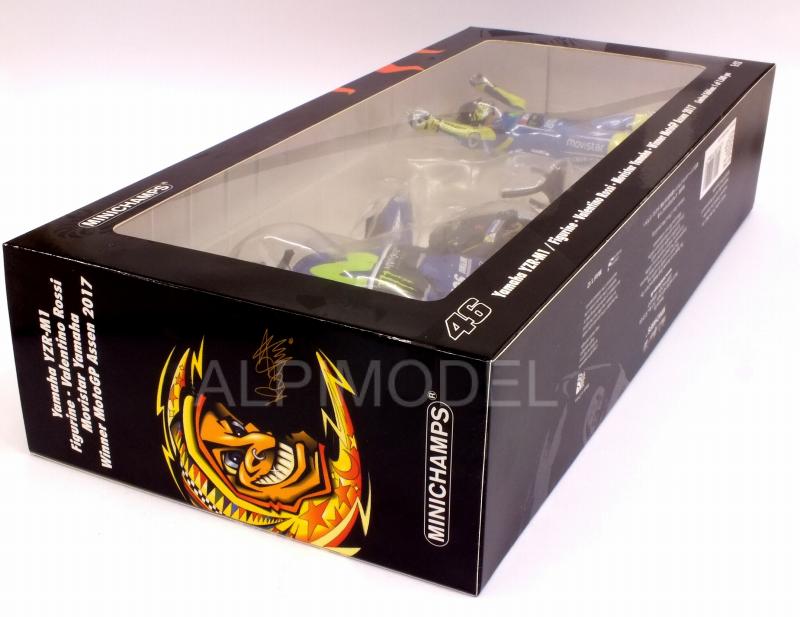 Yamaha YZR-M1 Movistar Winner Assen MotoGP 2017 Valentino Rossi (with figurine) - minichamps