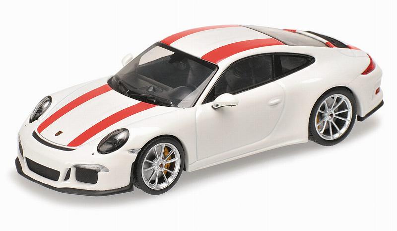 Porsche 911R 2016 (White with Red Stripes) by minichamps