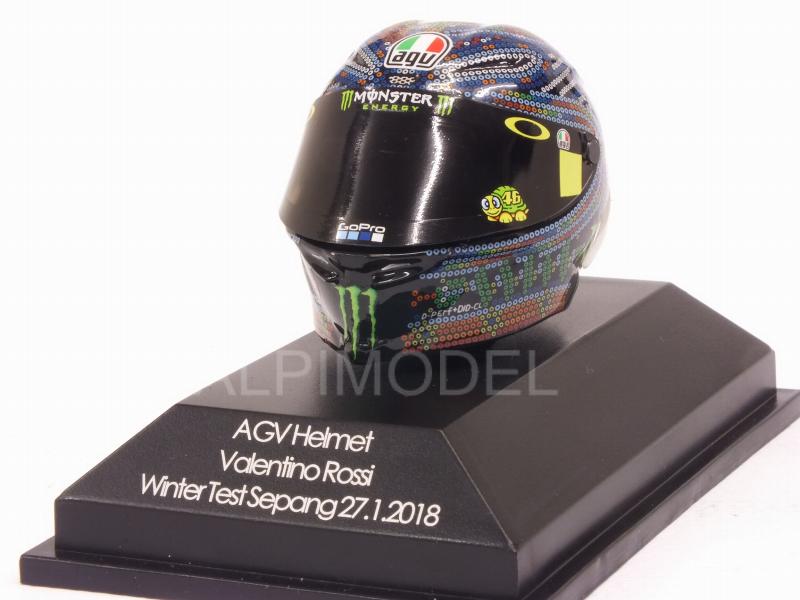 Helmet AGV Winter Test Sepang 2018 Valentino Rossi (1/8 scale - 3cm) by minichamps